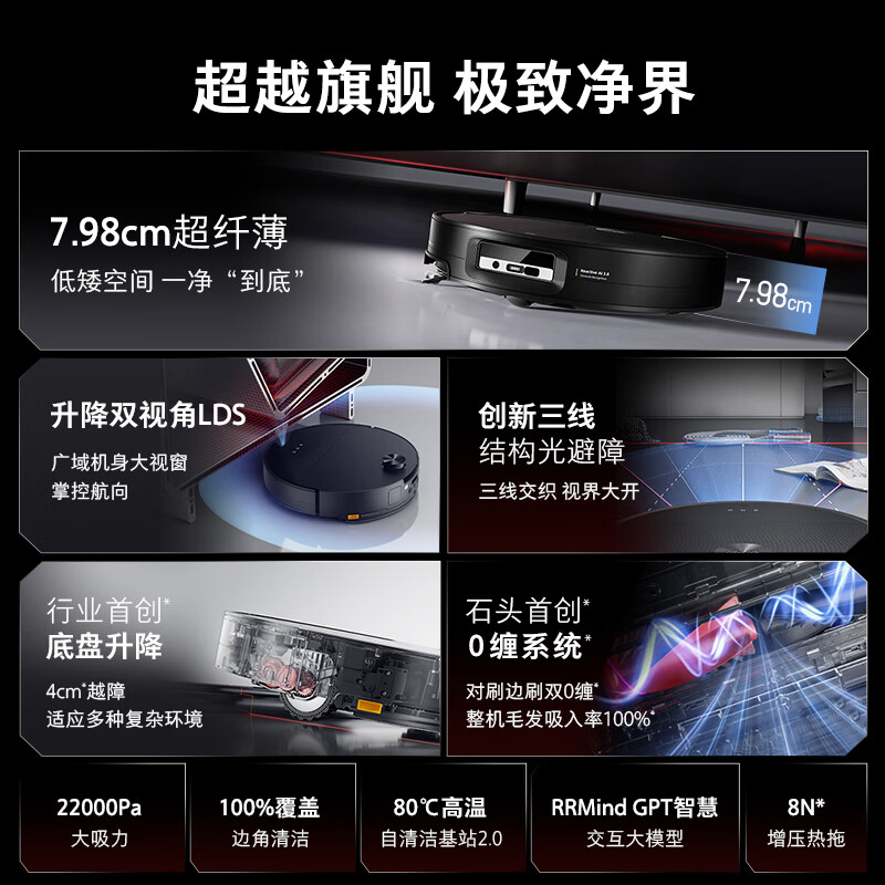 Roborock sweeping and mopping all-in-one G30 automatic water supply and drainage version, automatic dust collection, hot water washing, mop drying, rehydration, wiping and mopping, G30 water tank, manual water change