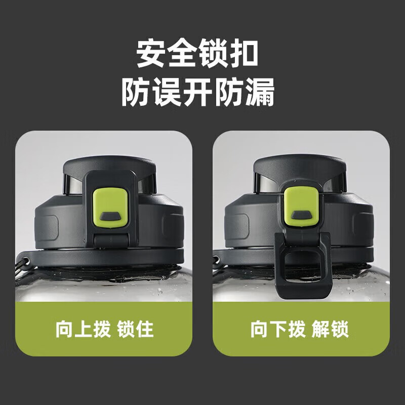 Fuguangyong Power Plastic Cup Water Cup Tritan Straw Sports Fitness Outdoor Water Bottle Ton Cup Ton Bucket Resistant to Falling Portable Deep Space Gray 2800ml