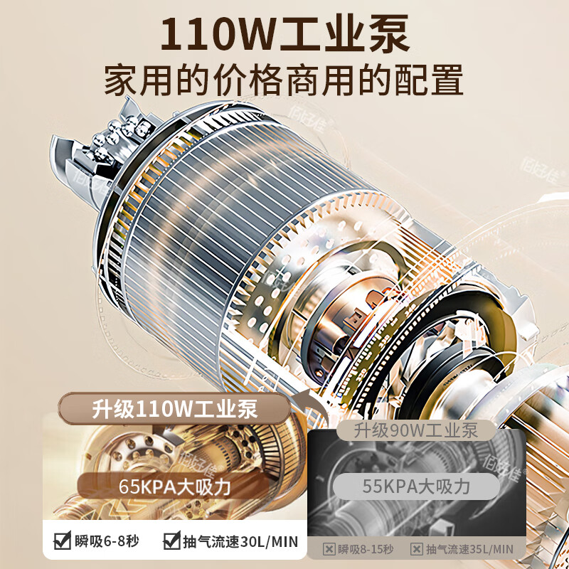 Baihaojia Vacuum Sealing Machine Home Commercial Wet and Dry Compression Sealing Machine Commercial Food Packaging Machine Recommended by the Store Manager Wet and Dry Universal Black 0.35cm