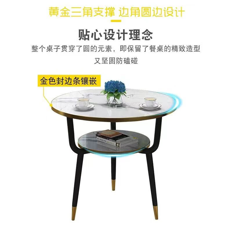 Carsonzhe balcony leisure table and chair combination high-end atmospheric modern simple tea table negotiation tea table coffee table reception round table 60cm one table and two chairs light gray leather 1