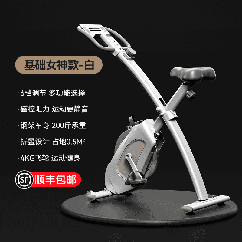 OES dynamic bicycle mini home silent aerobic climbing machine exercise bike weight loss equipment indoor foldable bicycle 6-speed magnetic control adjustment/foldable storage/basic white