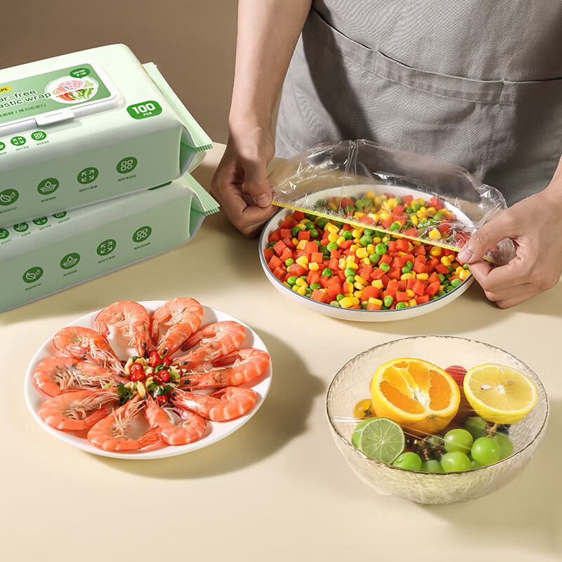 Home KATEI STORY Japanese antibacterial fresh-keeping cover food-grade disposable plastic wrap cover fresh-keeping bag bowl cover kitchen leftover fresh-keeping cover