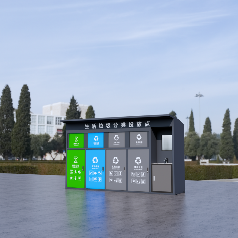 Dingguagua outdoor garbage classification box residential street four-category finished product garbage recycling station garbage classification room collection booth four-category garbage classification box with sink