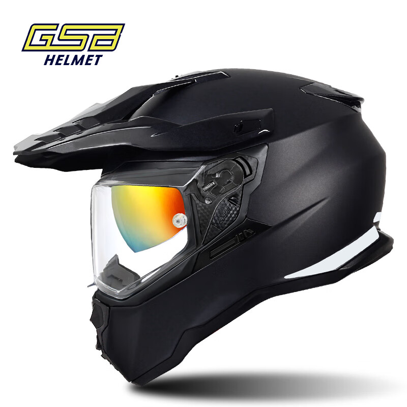GSBgsb helmet motorcycle cross-country rally helmet XP-22 dual-lens cruise helmet four-season motorcycle helmet flash matte black with transparent lens + SF Express XXXXL (62-63 head circumference recommended)