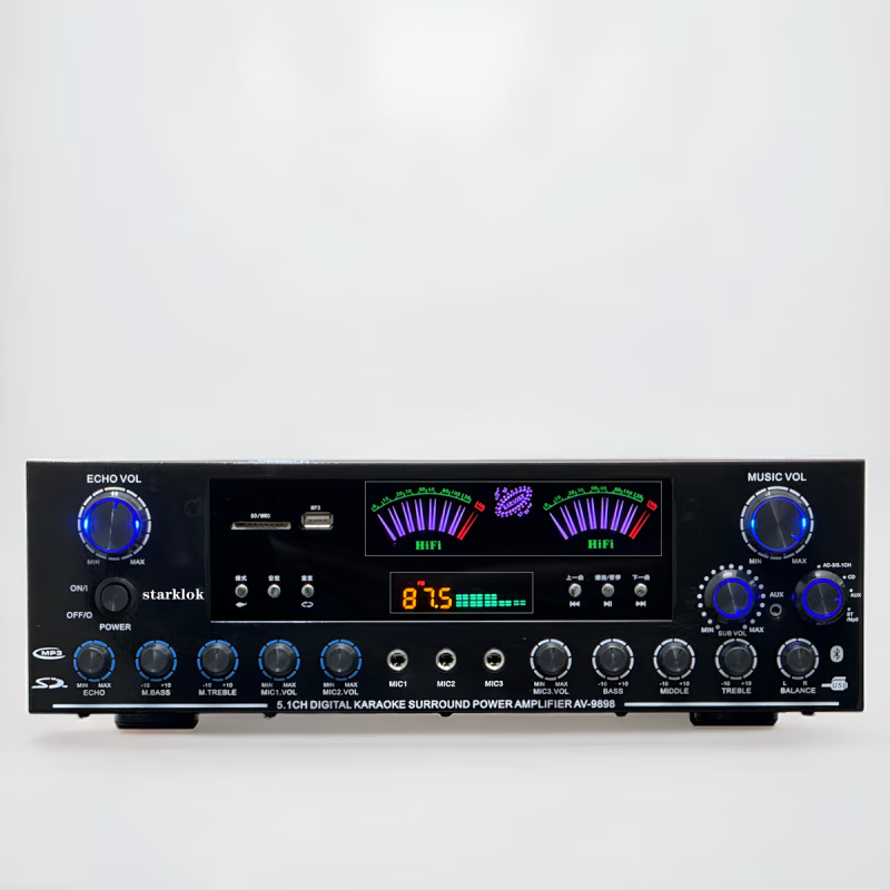 NOFA channel amplifier home KTV high-power audio Bluetooth radio USB card heavy bass karaoke amplifier 988-8 tube 5.1 high power