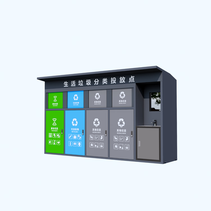 Dingguagua outdoor garbage classification box residential street four-category finished product garbage recycling station garbage classification room collection booth four-category garbage classification box with sink