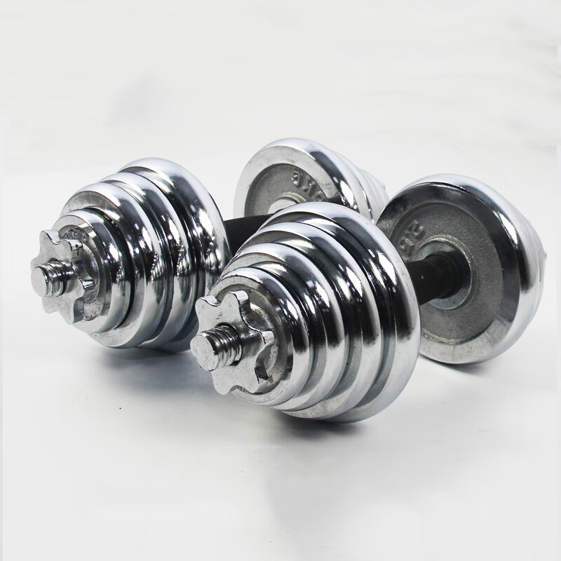 Chuangjingyi chooses electroplated dumbbell weightlifting barbell men's fitness home 10kg 30kg adjustable fitness barbell combination set electroplated silver 25kg pair (12.5kg*2)