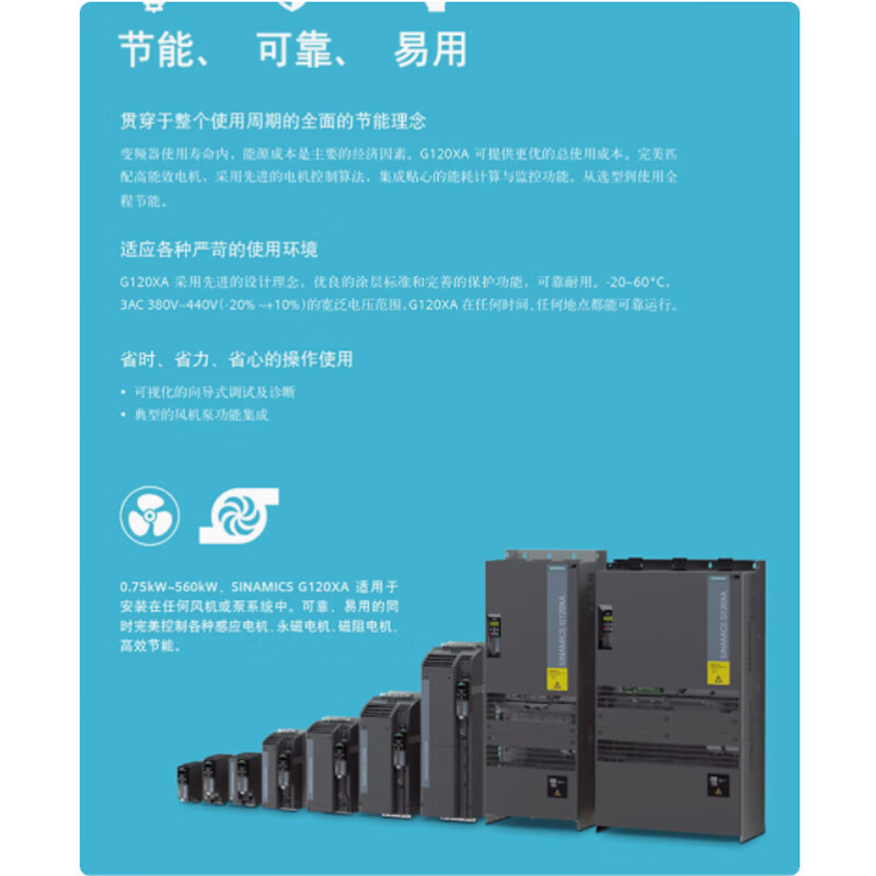 Siemens (SIEMENS) G120XA fan water pump new frequency converter 6SL32201YD16/18/20/ 6SL3220-1YD60-0CB0400kw three
