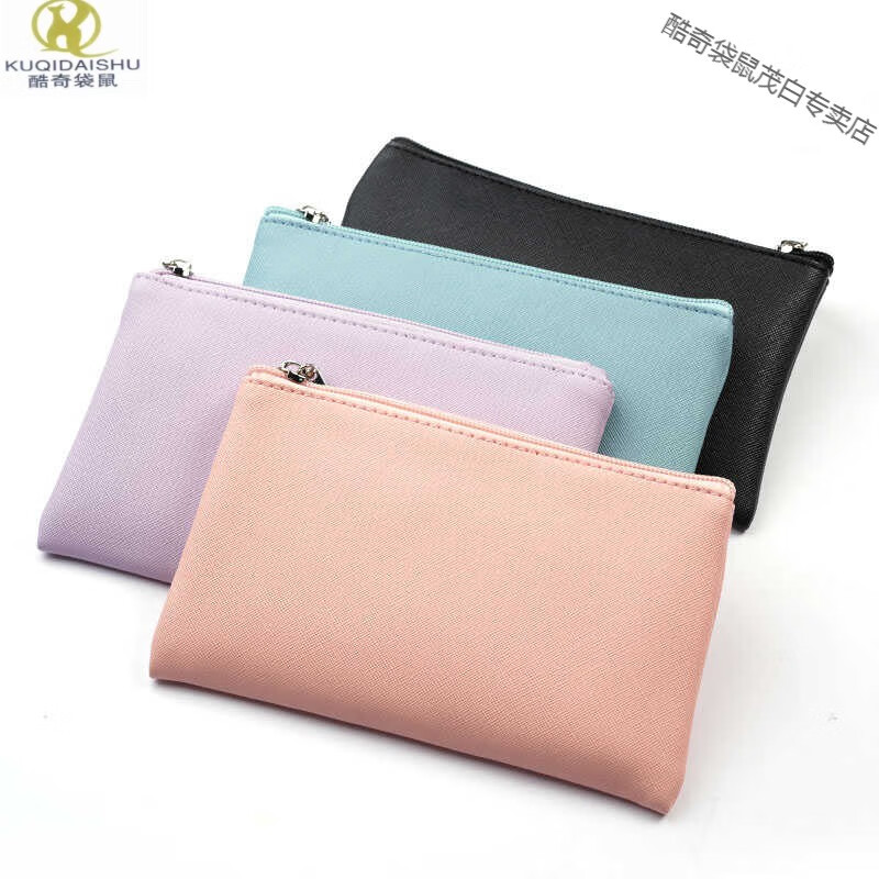 KUQIDAISHU Italian craft wallet women's large-capacity cash storage bag long wallet men's banknote storage bag black