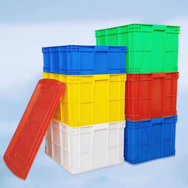 Thickened turnover box logistics basket warehouse plastic box turtle box industrial storage storage box large rectangular plastic frame 500-300 boxes blue