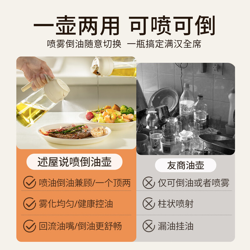 Shuwu said oil bottle spray pour oil spray all-in-one oil spray bottle spray bottle spray pour dual-use glass oil spray bottle kitchen spray bottle