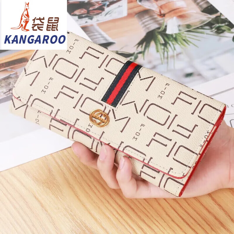 Kangaroo Wallet Women's 2025 Chinese Valentine's Day niche design multifunctional large capacity fashionable and exquisite long hand wallet flagship - bee brown 10 card slots can hold mobile phones