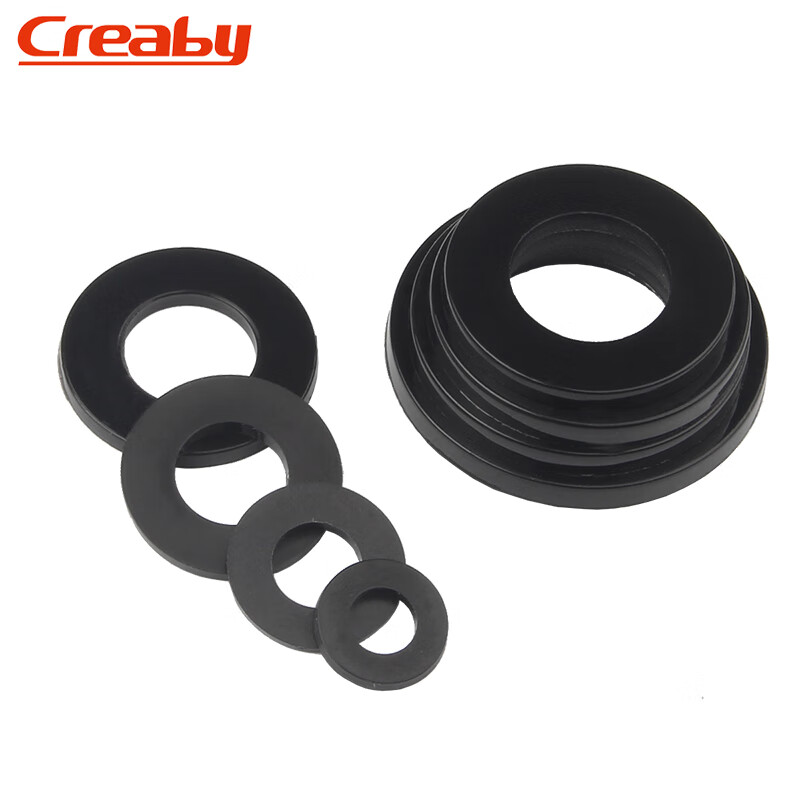 Creaby plastic nylon gasket round insulating flat gasket plastic enlarged rubber gasket washer black M6*12*0.3 100 pieces