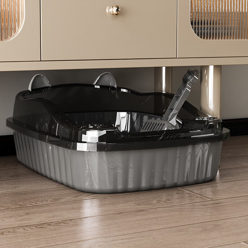 Jingdong door-to-door cat litter box semi-enclosed extra-large thickened anti-splash kitten toilet removable home free cat litter scoop high-end gray cat litter box