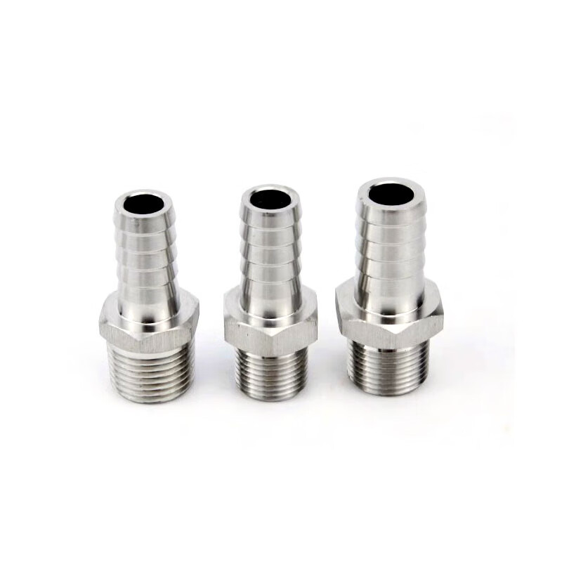 Zhuankai 304 stainless steel high-pressure hexagonal outer wire pagoda metric external wire leather pipe joint M5M6M8M10M12M14M20 M22*1.5-19mm
