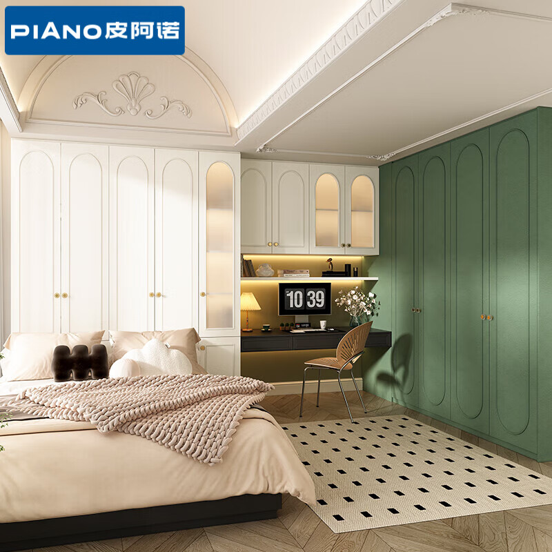PIANO Nanyang retro style tatami whole house customized wardrobe and bookcase combination integrated children's room furniture combination Customized prepayment (ask customer service to receive free design)