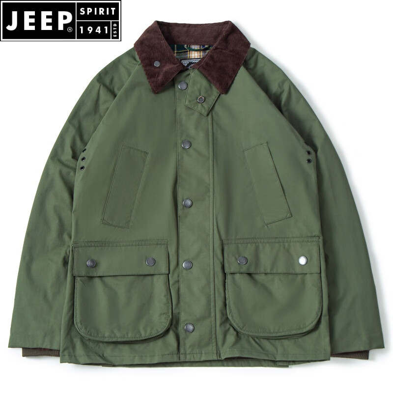 JEEP SPIRIT British retro hunting corduroy jacket men's autumn and winter new thickened loose workwear windbreaker jacket for men 079 navy blue 2XL 160-175 catties