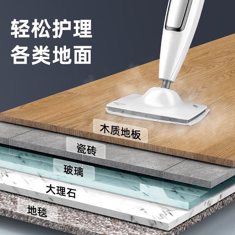 Chunhua (CHUNHUA) Chunhua steam mop household high temperature mite removal atomization quick drying household multi-functional lazy mopping artifact S6W high temperature with 2 mops
