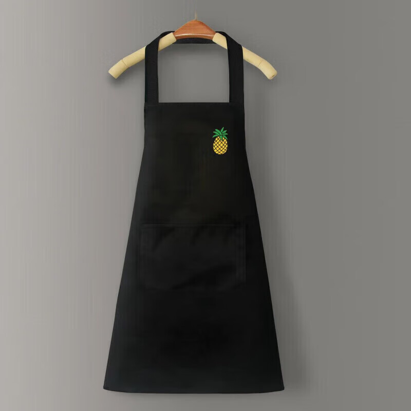 Kitchen household waterproof and oil-proof men's and women's new Internet celebrity apron Korean version Japanese style work and housework apron work clothes black little rainbow waterproof and oil-proof