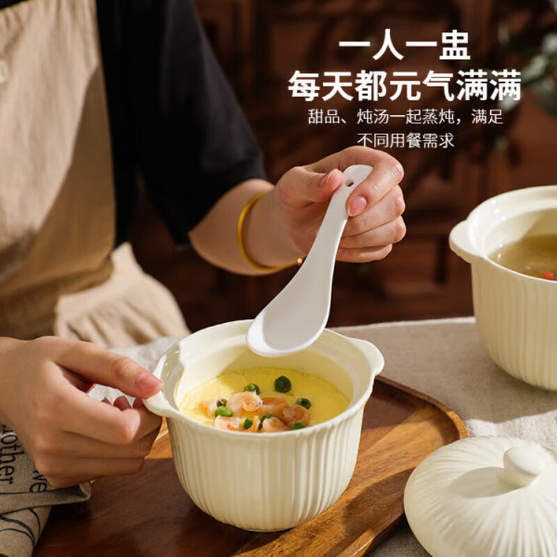 Sawang German quality stew pot water-proof ceramic crock household bird's nest special soup cup for one person steamed egg baby Rhine stew pot 500ml + bowl taker
