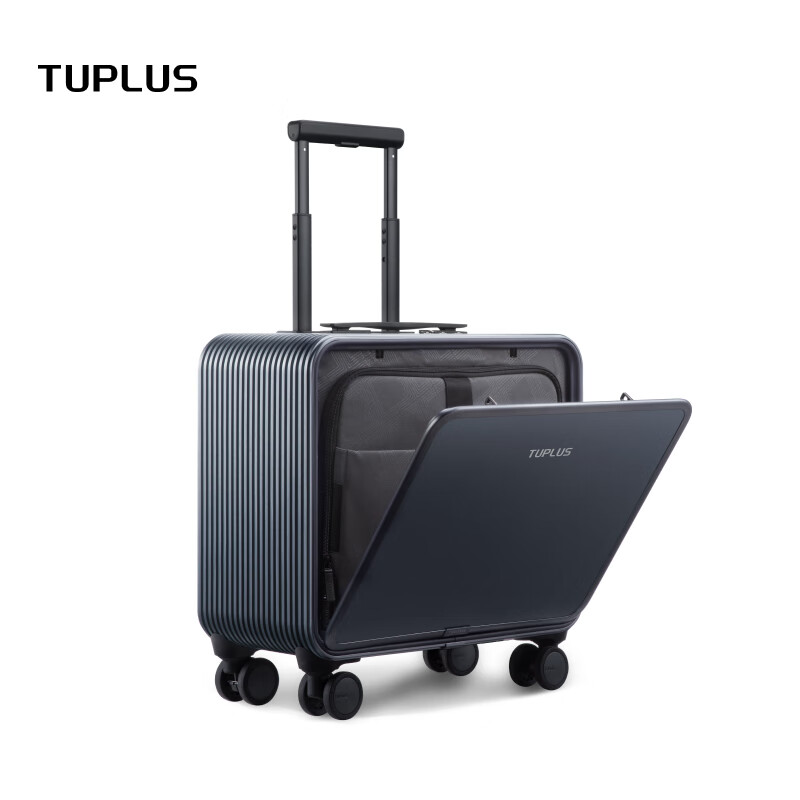 TUPLUS Instant Series Aluminum-Magnesium Alloy Business Luggage Trolley Case Password Lock Suitcase Metal Box Dark Space Gray-16 Inch Standing Front Opening Cover