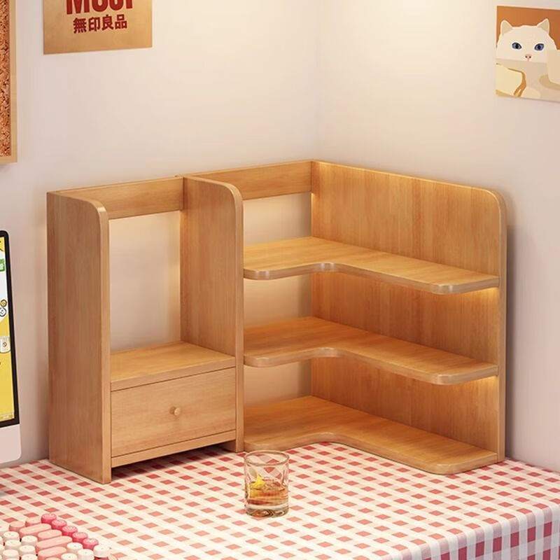 Banyu Yaju Desktop Corner Bookshelf Desktop Storage Rack Dormitory Makeup Locker Work Station Storage Cabinet Bookcase Desk Corner Cabinet Selected Solid Wood Ecological Board Haze Cedar Wood 50