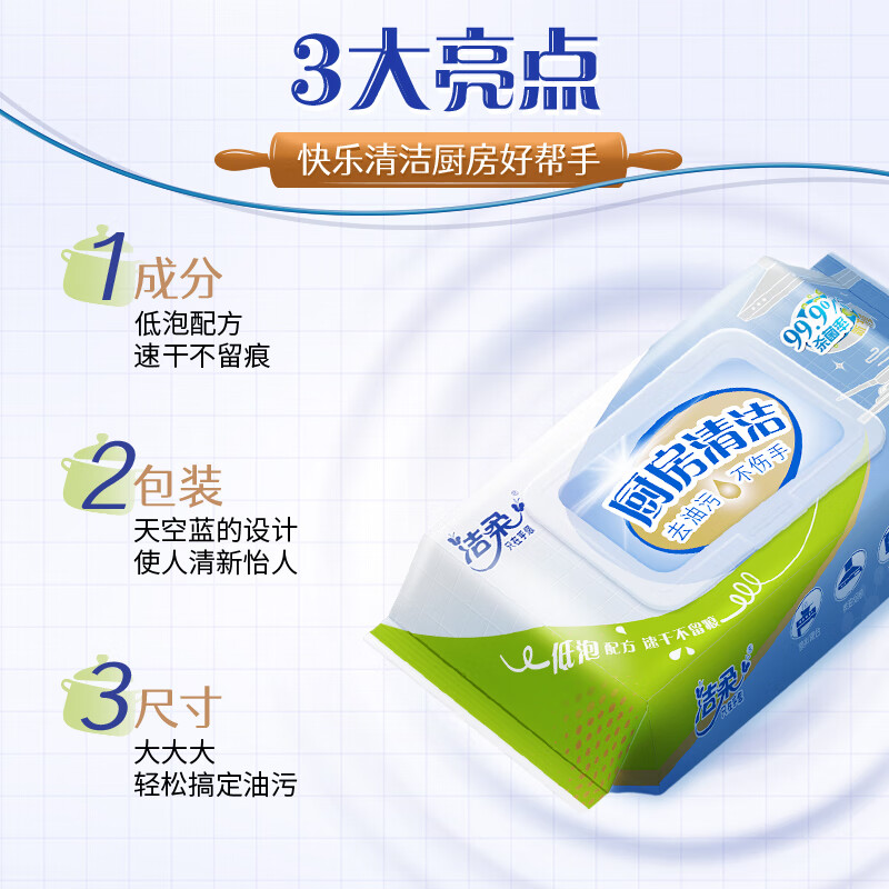 Jierou kitchen wipes 30 pieces 1 pack to remove oil stains, clean oil-absorbing sanitary wipes, large size thickened kitchen paper