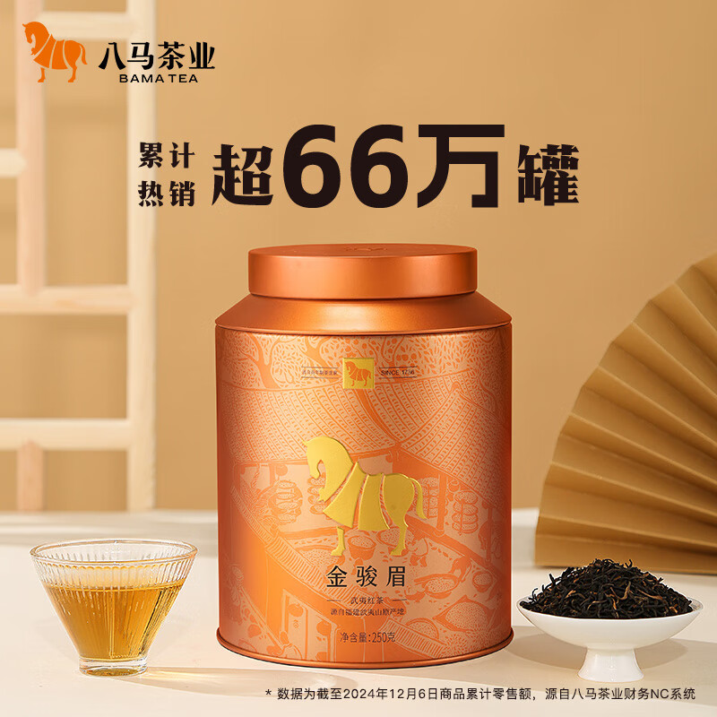 Bama Tea Wuyi Black Tea Special Grade Golden Horse Eyebrow Fruit Honey Fragrance 250g Golden Horse Canned Gift Bag