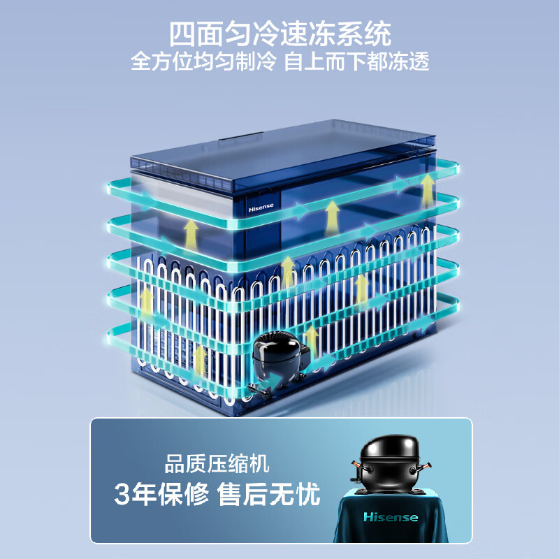 Hisense 249-liter single-temperature household freezer, first-class energy efficiency, uniform cooling, quick-freezing, deep-cooling, fresh-locking freezer, BD/BC-249ZNUMA refrigerator