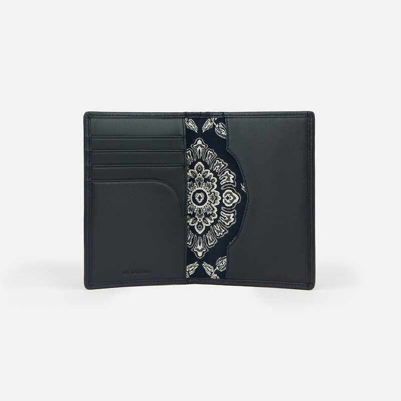 EP Yaying women's bag Qiannan totem stitching cowhide storage card holder wallet 2025 new product B301B navy blue 1