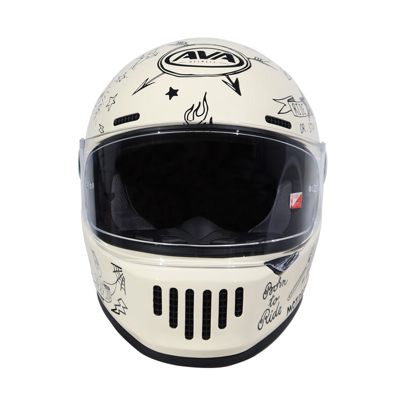AVA Dynasty Retro Helmet Universal Men's and Women's Motorcycle Full Helmet Motorcycle Cruiser Spring and Summer Half Helmet Graffiti Must-Enter Post Pictures and Consult Customer Service XL