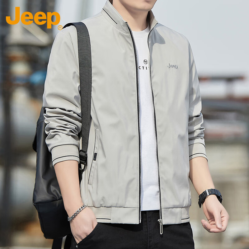 JEEP Jeep jacket men's autumn and winter casual stand-up collar jacket men's trendy loose clothes men's Khaki XL