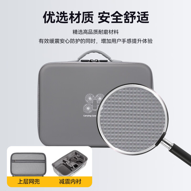 Shadow Craftsman is suitable for DJI DJI Flip storage bag, portable bag, folding drone bag, accessories storage box, safety protection box, protective box, shoulder crossbody backpack, portable waterproof and pressure-resistant gray PU hard shell Flip-free flight storage bag-universal remote control standard
