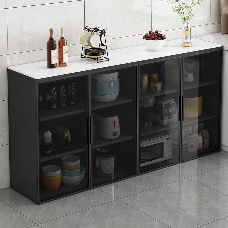 Wen Yijia customized slate sideboard against the wall integrated storage cabinet wine cabinet multi-functional tea cabinet kitchen multi-layer floor storage self-installed two doors 60*30*80CM thickened 2-4 doors