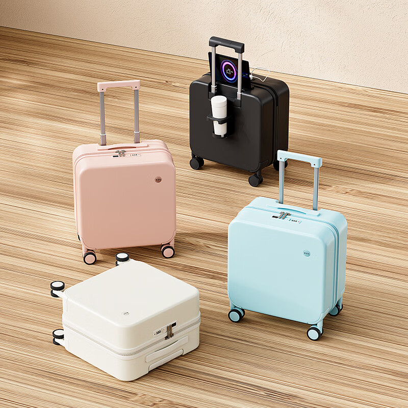MCHNA KTCC small suitcase explosion-proof zipper trolley case business travel case lightweight universal wheel boarding case men and women password box moonlight white explosion-proof zipper + charging port + cup holder 20 inches can be boarded