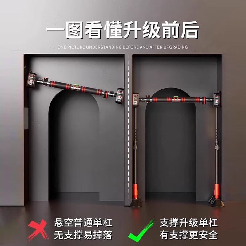 REXL hanging bar horizontal bar pull-up device indoor home single bar training family floor-standing hanging bar fitness frame without drilling 75-100cm wall distance installation-support upgrade