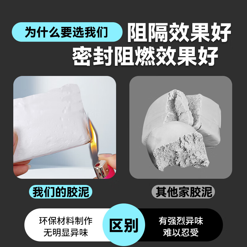 Xinfei sealing glue, leak-proof mud, air-conditioning hole sealing mud, sealing mud glue, pipe sewer hole plugging, waterproof, windproof, rodent-proof, insect-proof, strong plasticity, 5 packs