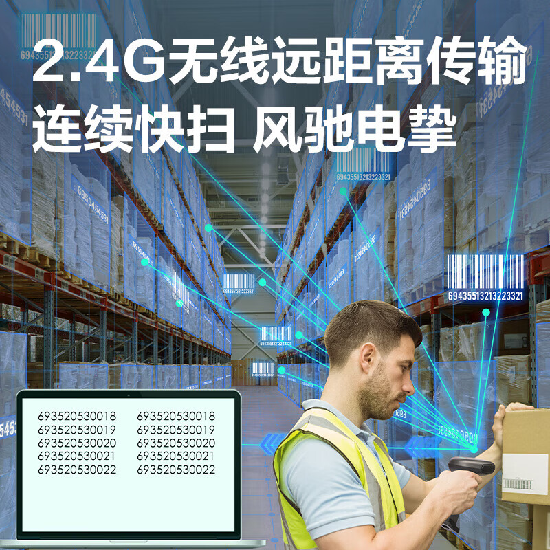 Deli code scanning gun, wireless code scanning gun, drug traceability barcode scanner, QR code cashier, medical insurance payment, express logistics inquiry, spare parts warehouse 14952W