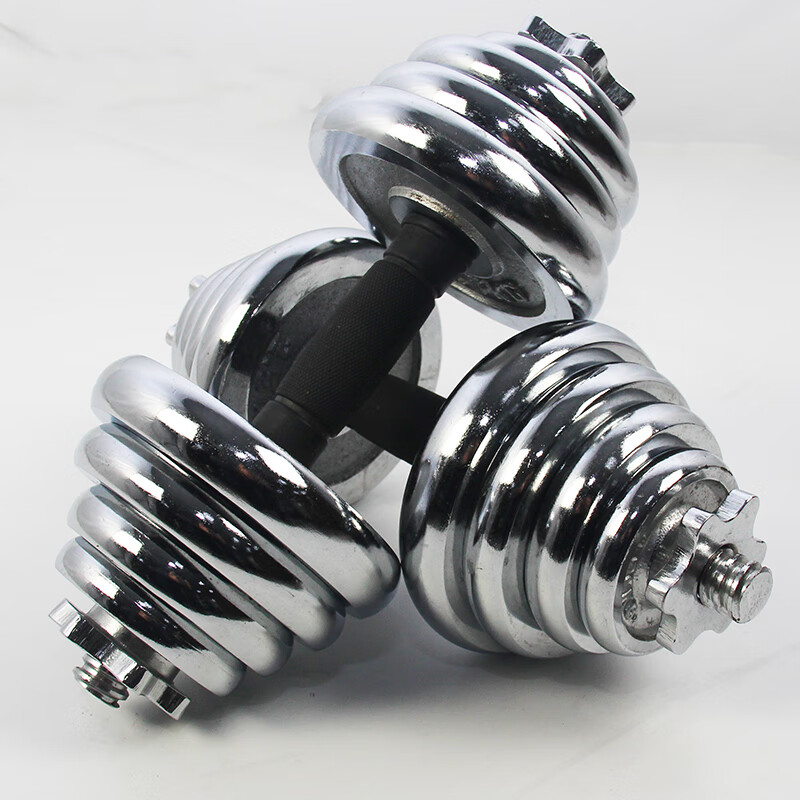 Chuangjingyi chooses electroplated dumbbell weightlifting barbell men's fitness home 10kg 30kg adjustable fitness barbell combination set electroplated silver 25kg pair (12.5kg*2)