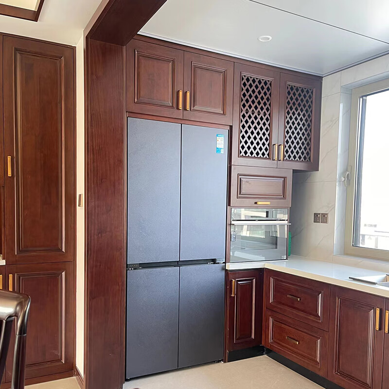 Kezhitu new Chinese solid wood cabinets sideboard overall open kitchen stove quartz stone slab countertop whole house ash wood 3 meters