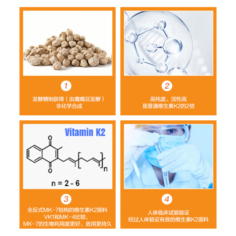 Doctors Best Vitamin K2 Vegetarian Hard Capsule Brings Calcium into Bones to Promote Calcium Absorption MK-7 Maintains Joints Adults 45mcg*60 Capsules