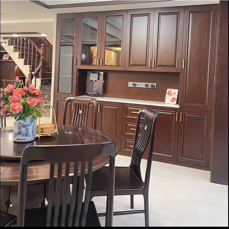 Kezhitu new Chinese solid wood cabinets sideboard overall open kitchen stove quartz stone slab countertop whole house ash wood 3 meters