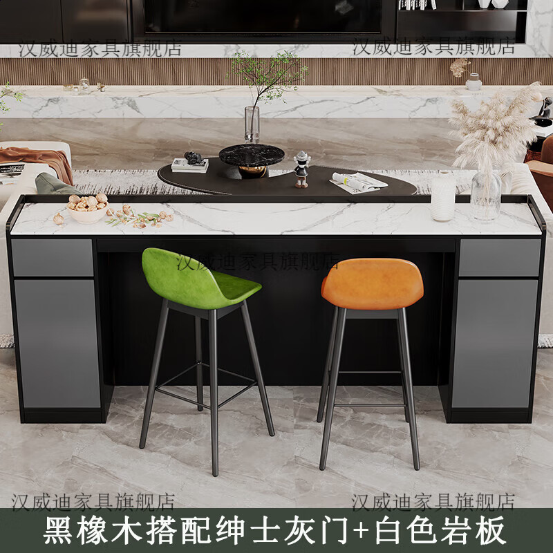 HANWEIDI high-end sofa backrest bar slate sideboard simple modern living room backrest cabinet cross hall partition island dining table 3.2 meters multi-layer board double door