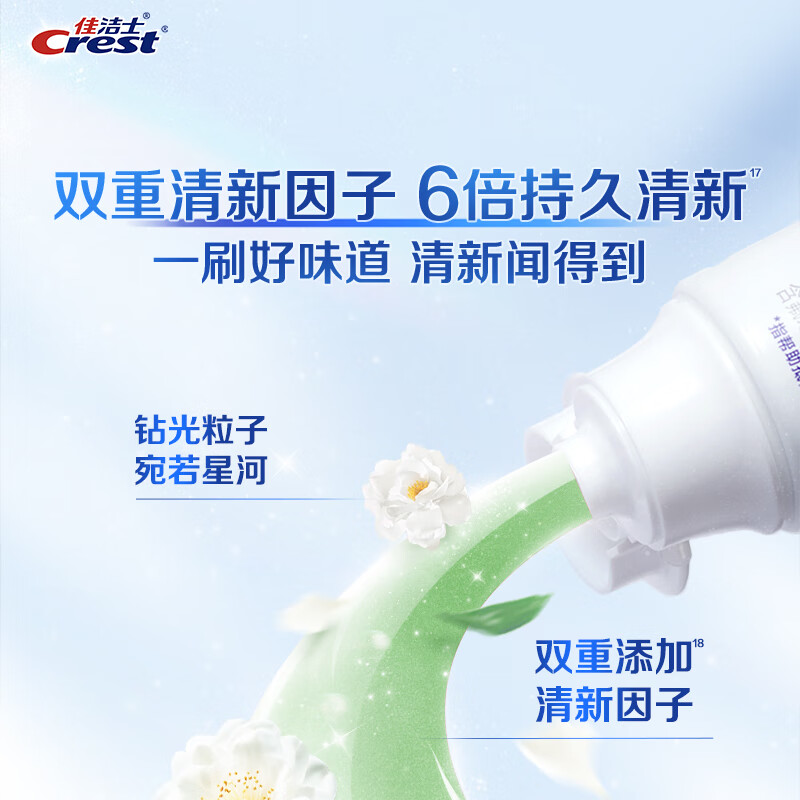 Crest lock white jasmine camellia toothpaste whitening fresh stain removal anti-moth bad breath 480g new and old packaging mixed hair