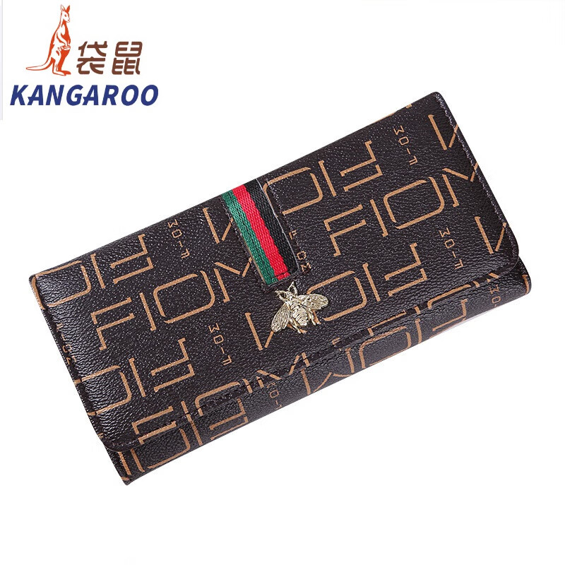 Kangaroo Wallet Women's 2025 Chinese Valentine's Day niche design multifunctional large capacity fashionable and exquisite long hand wallet flagship - bee brown 10 card slots can hold mobile phones