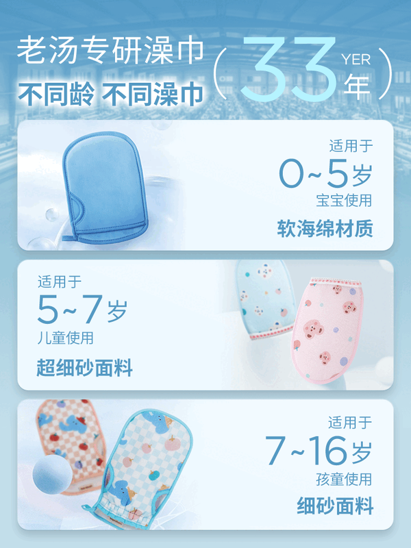 Laotang children's painless bath towel, powerful mud bathing and bathing artifact, children's bath towel does not hurt the skin, special for babies, deep cleaning 7~16 years old, cute elephant bath towel-blue