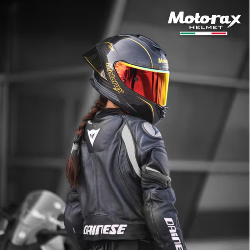 MOTORAX R90GP motorcycle full-face carbon fiber helmet men's and women's four-season anti-fog track motorcycle large rear wing light XXL
