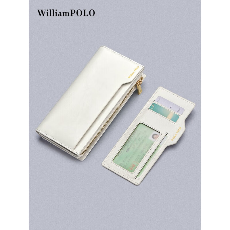 WILLIAMPOLO Wallet Women's Long Genuine Pickup Bag 2024 New Handbag for Women Valentine's Day Gift for Girlfriend Black