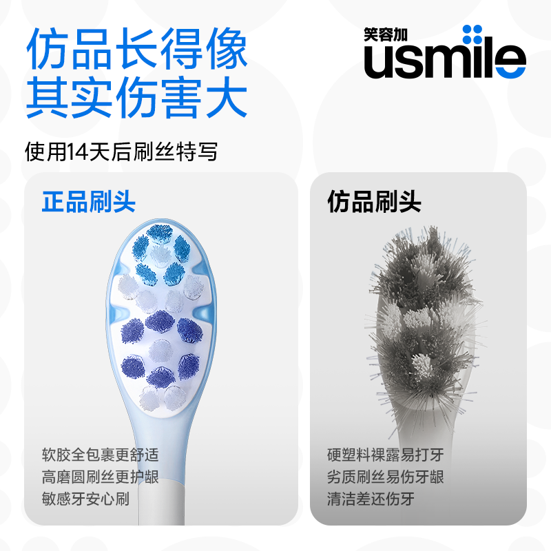Usmile smile plus electric toothbrush head for adults with sensitive gums, cushioning and care type - 2 pieces, suitable for usmile adult toothbrushes