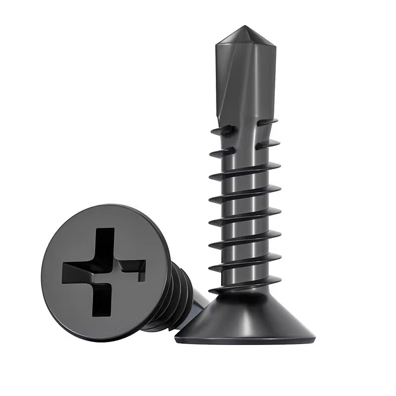 Tianzhuo Hardware black 410 stainless steel cross countersunk head flat head drill tail screw self-tapping self-drilling screw dovetail wire MM4.2M4.8 black 410 M4.2*38 50 pieces